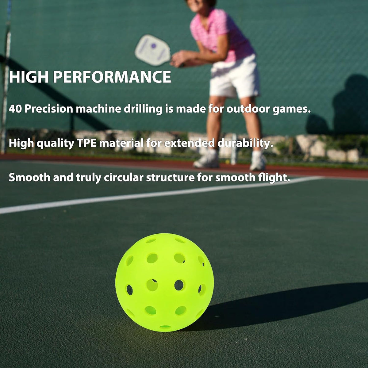 Pickleballs displayed on an outdoor court surface showcasing durability.