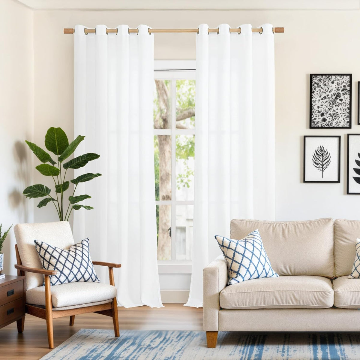 YoungsTex white linen textured curtain fabric close up