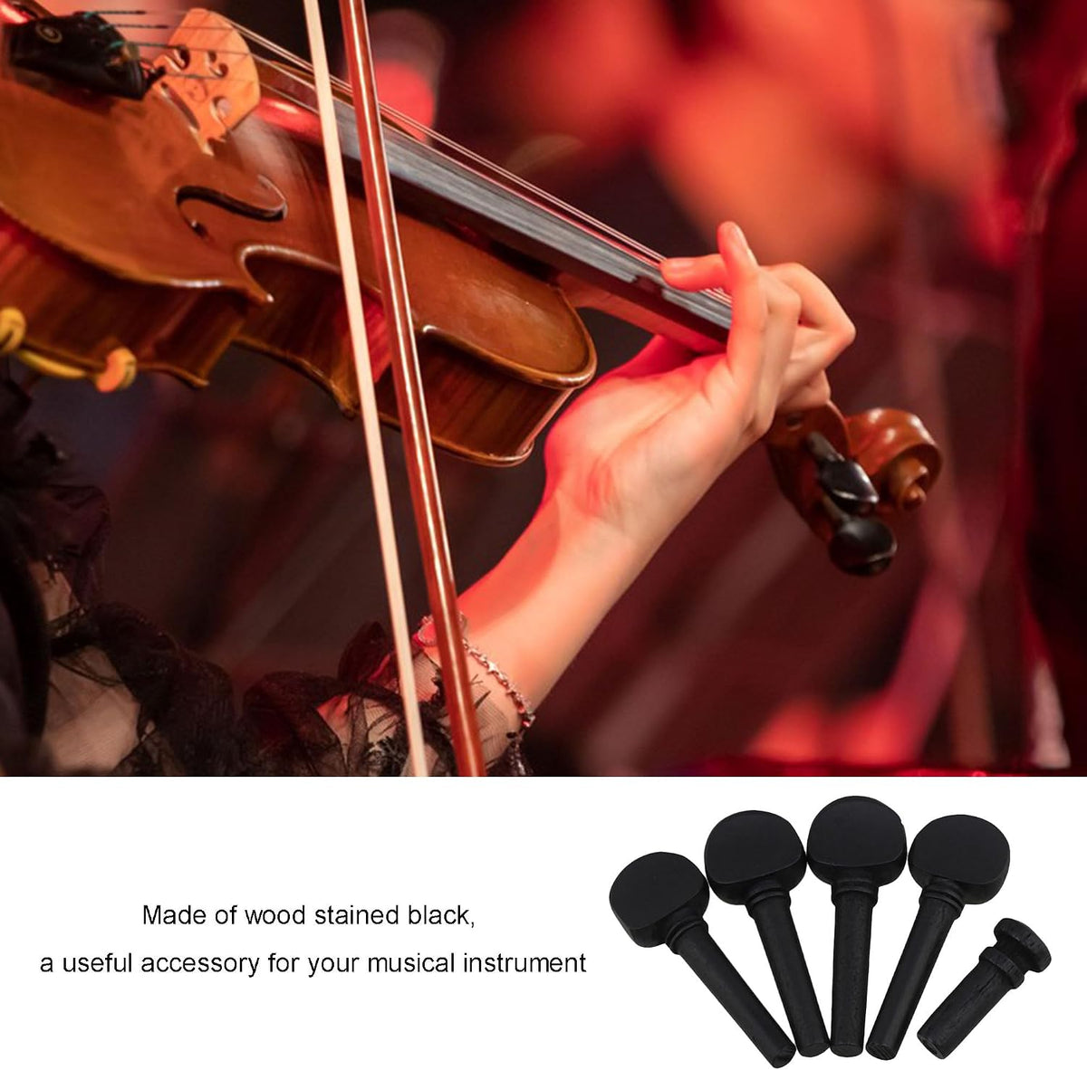 Lovermusic 1/4 violin tuning pegs black finish