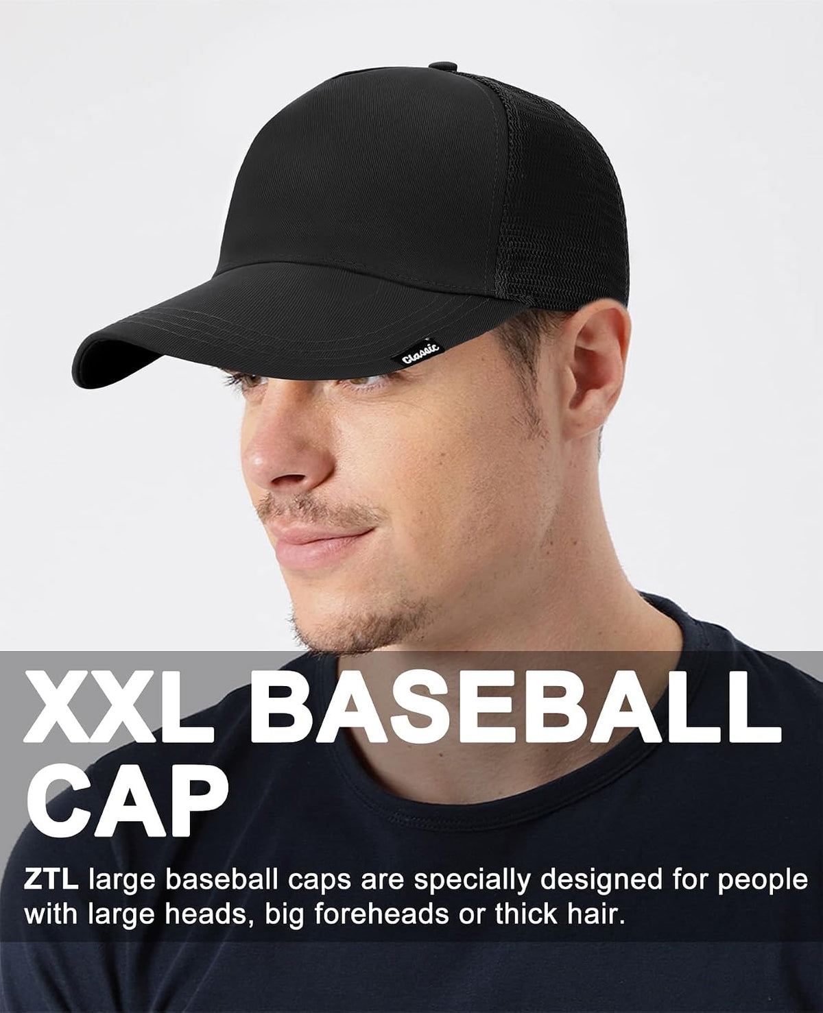 Ztl big head baseball cap rear view with adjustable strapback