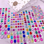 Close-up view of assorted shapes in the Elwish self adhesive bling jewels set.