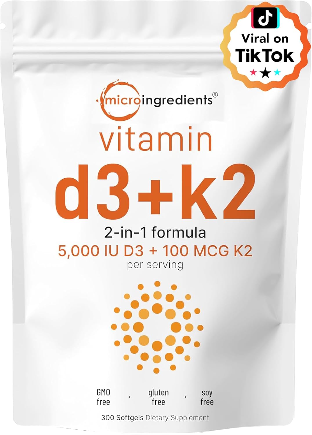 Micro Ingredients Vitamin D3 5,000 IU + K2 MK-7 100 mcg Per Serving, 90 Softgels | 2-in-1 D3 K2 Supplement | Easy-to-Swallow, Non-GMO, Gluten Free - Image 9