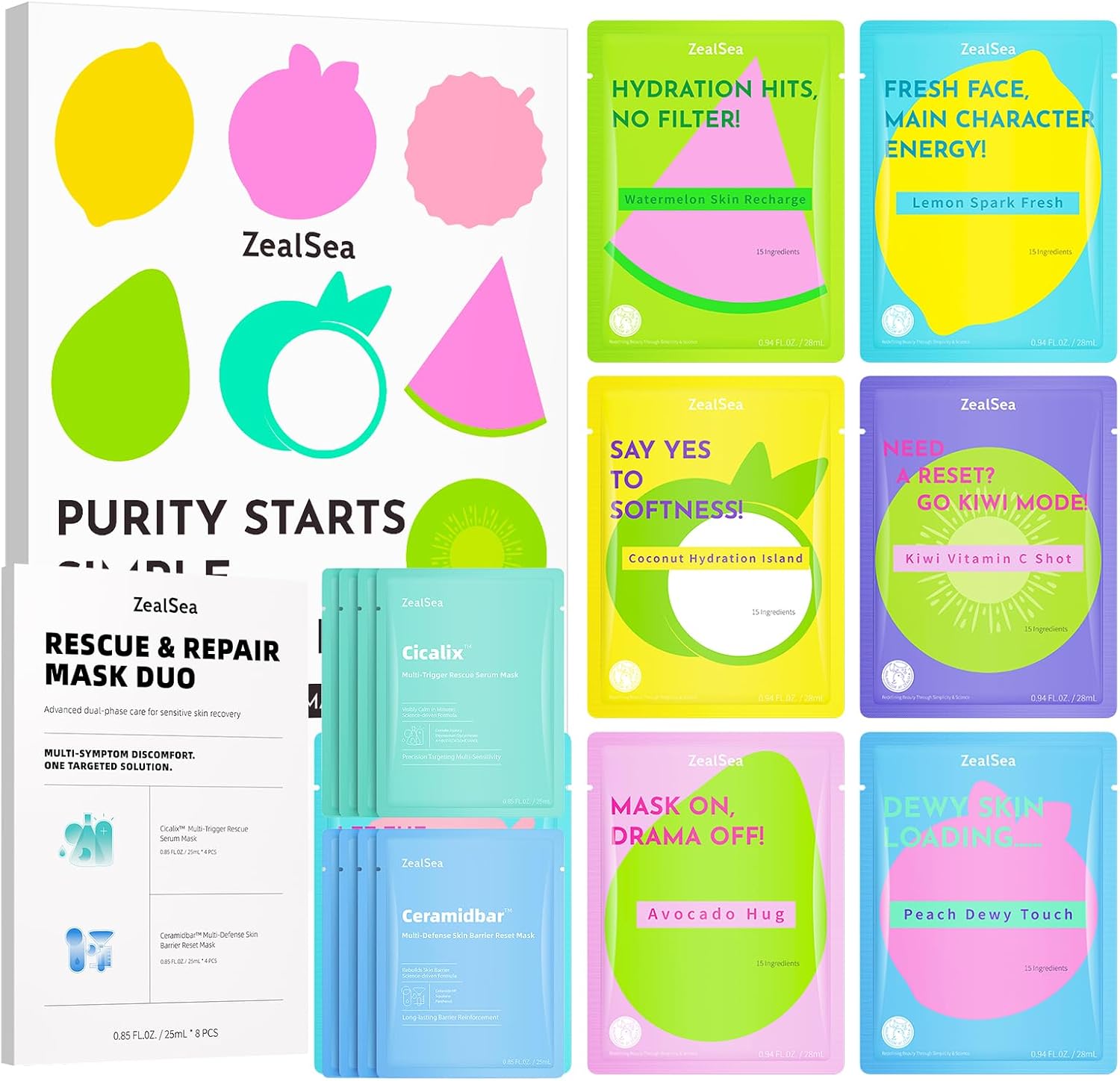 ZealSea Clean Beauty Face Mask and Cicalix set front view packaging for skin barrier repair.
