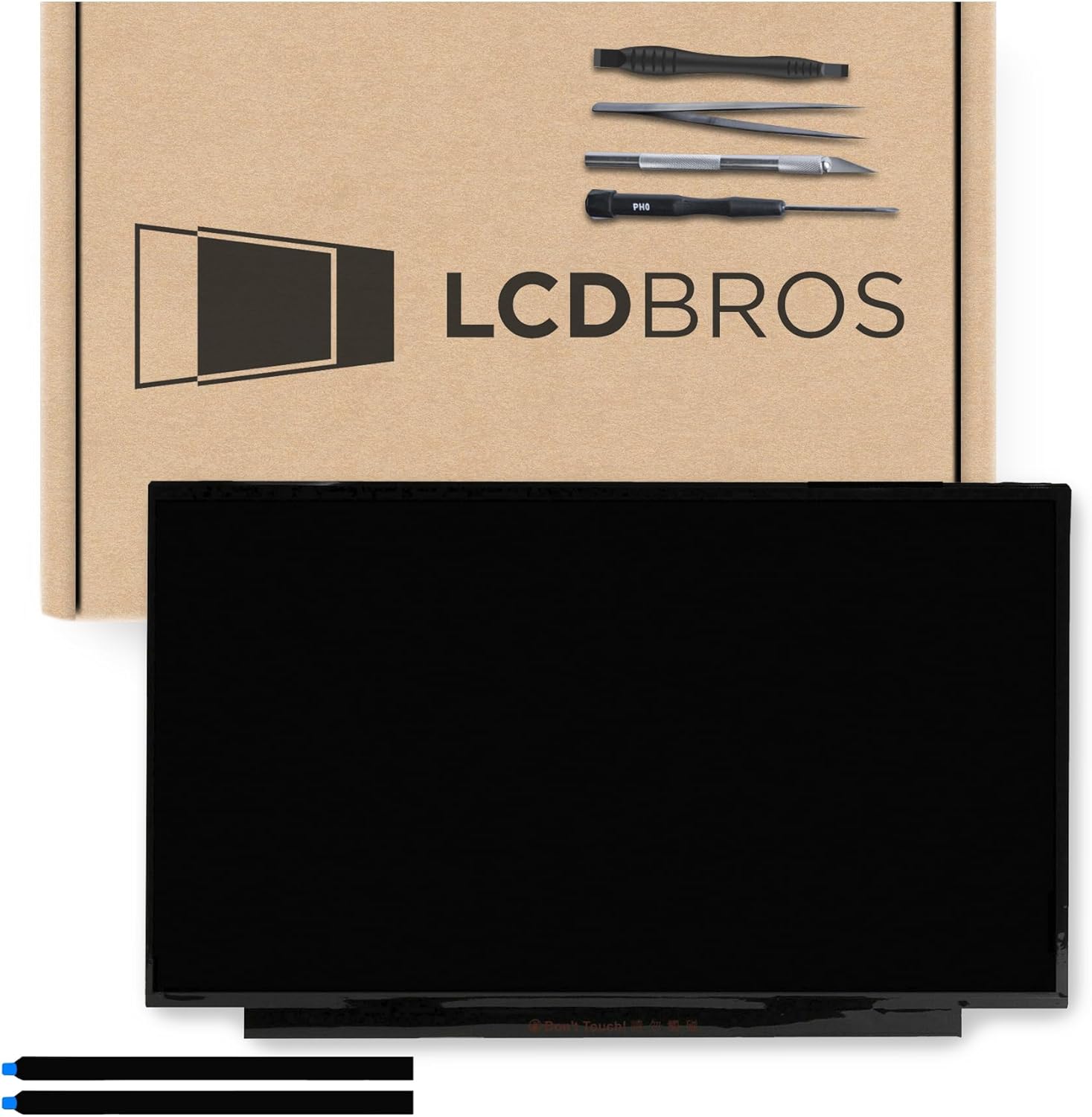 LCDBros Lenovo IdeaPad Slim 3 screen replacement kit including the matte LCD display panel and repair tools front view