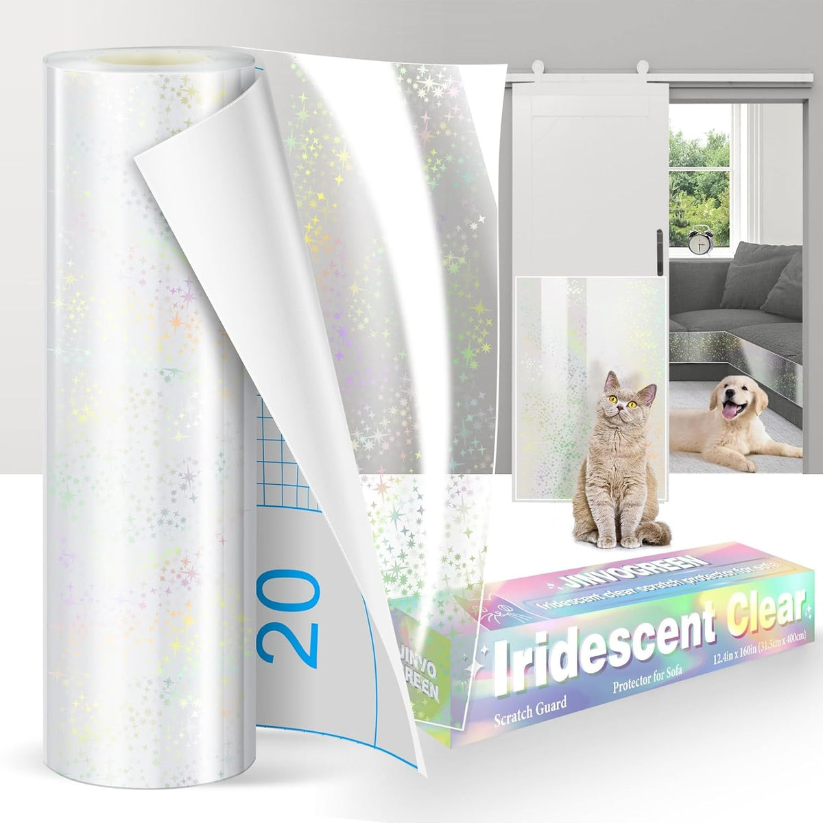 JINVOGREEN Cat Scratch Furniture Protector, 196.8" x 11.8" Couch Protector from Cat Claws, Thickened Transparent Self-Adhesive Furniture Protectors for Couch Protection from Cat Scratching - Image 11