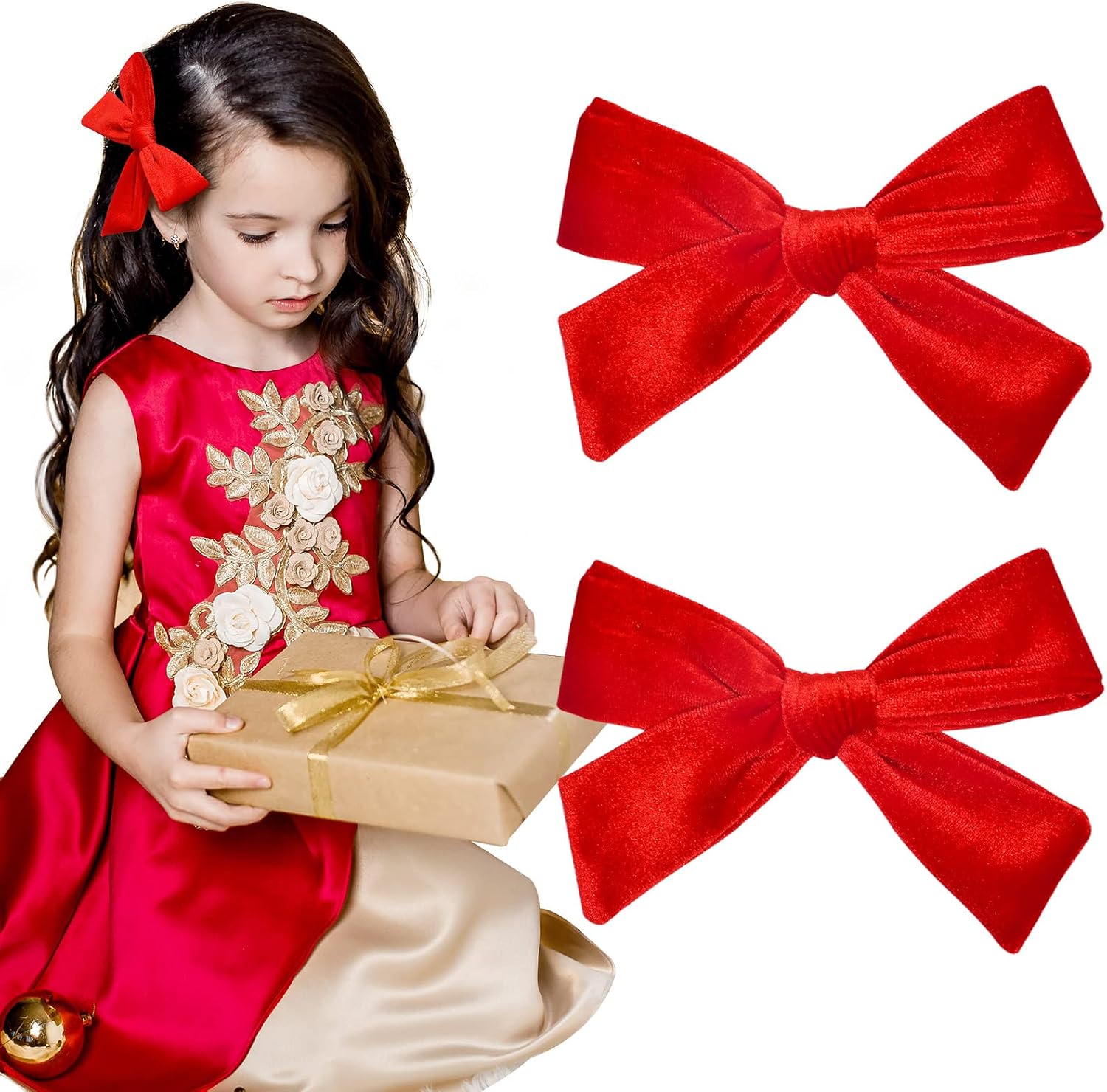 Ceelgon 5 inch big velvet hair bows front view