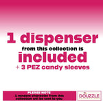 DOUzzle imported USA novelty candy packaging containing three fruit refills