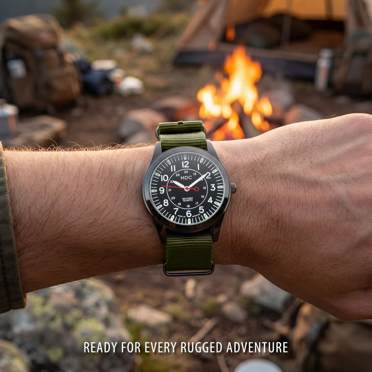 Infantry MDC tactical watch dial close up view