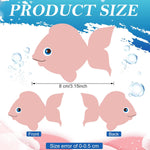Close-up of pastel and solid colored fish die cuts with smiling face details