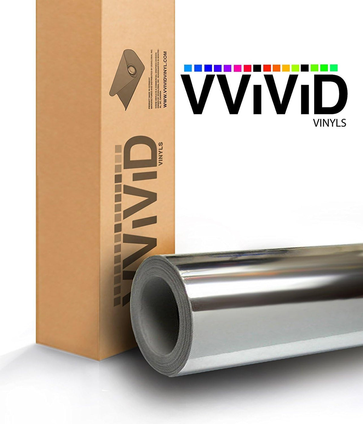 VViViD gloss chrome silver vinyl wrap roll front view