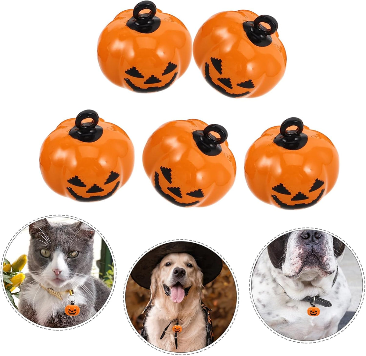 Mini pumpkin shaped jingle bells for pets