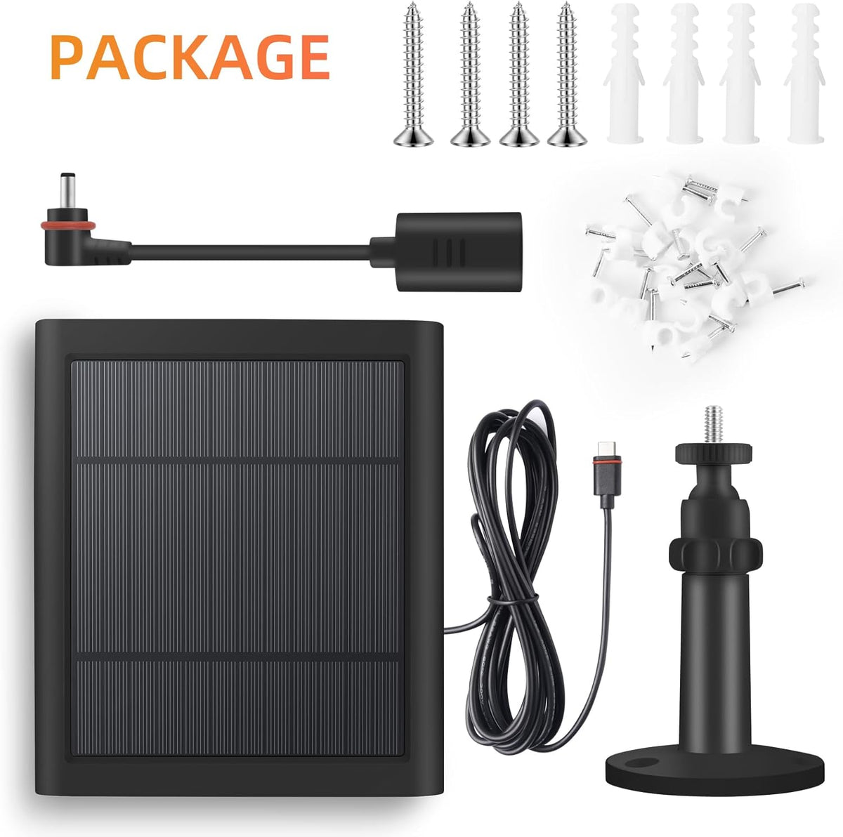 Black solar charger with 10 foot connection wire
