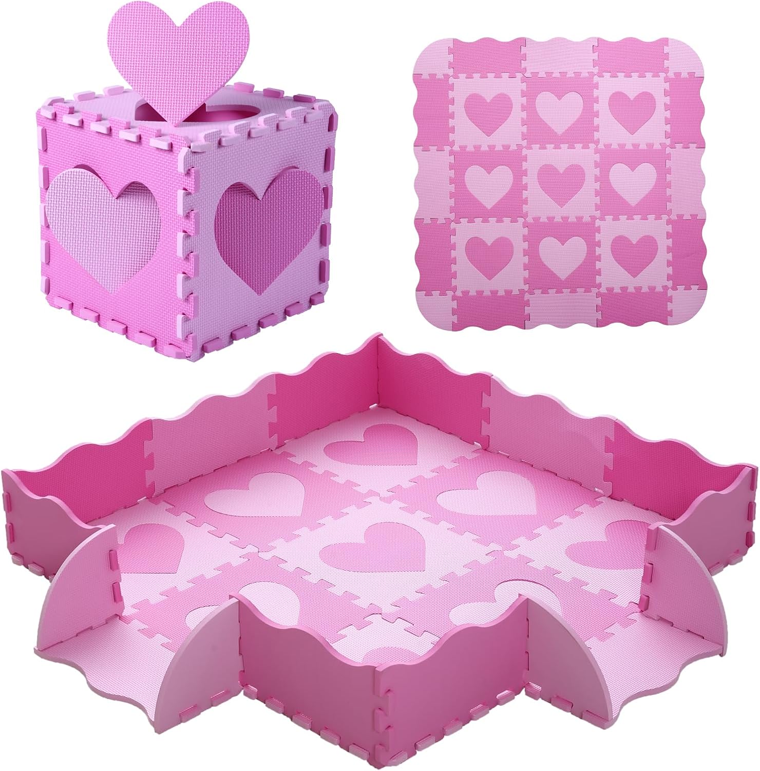 Tamiplay foam play mat for kids with fence front view