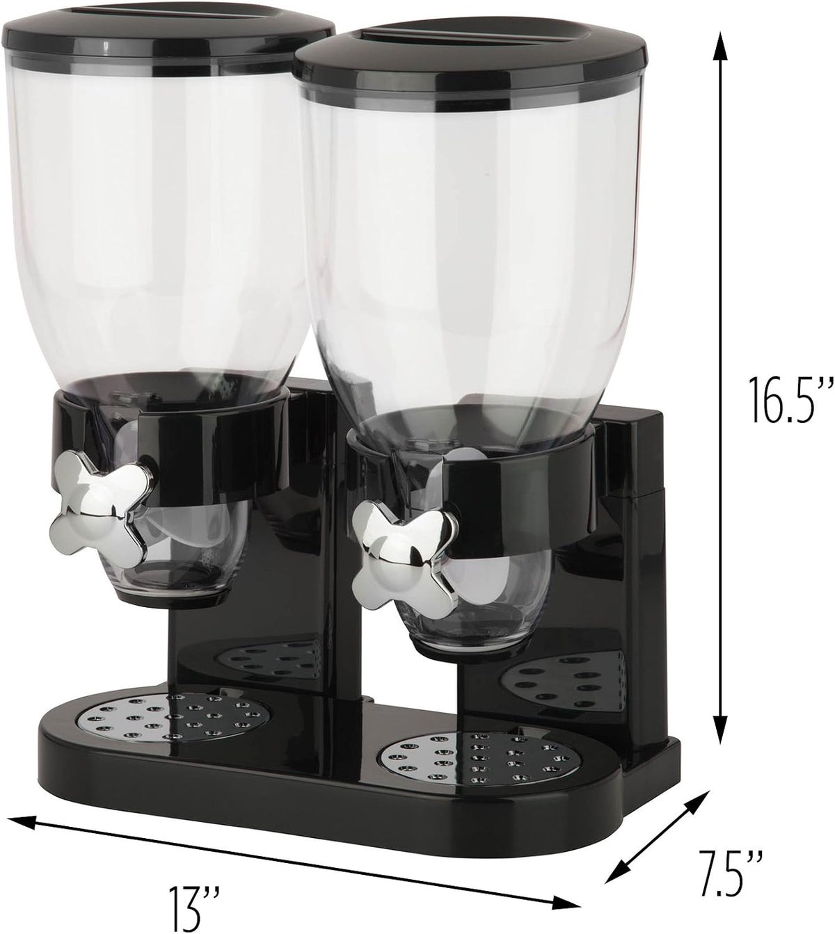 Honey-Can-Do Zevro Dual Dry Food Dispenser - Countertop Cereal Dispenser with Portion Control, 17.5 oz Per Canister, Airtight BPA-Free Snack Dispenser for Kitchen Organization, Black/Chrome - Image 10