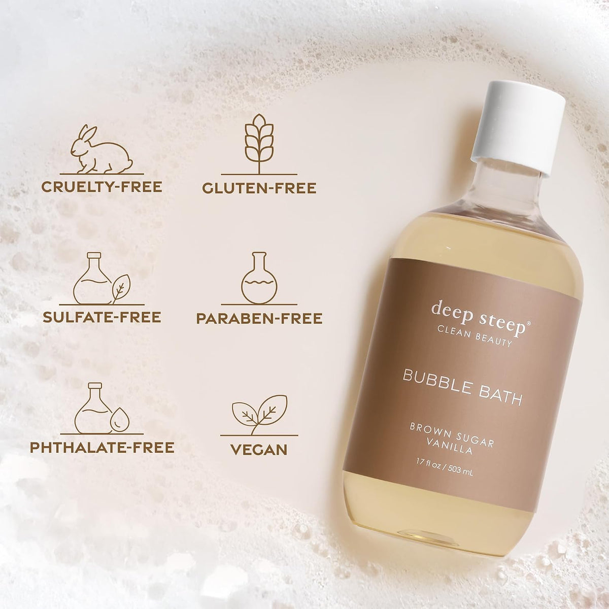 Deep Steep natural skincare ingredients graphic display