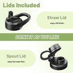 Civago motivational water flask featuring dual lids