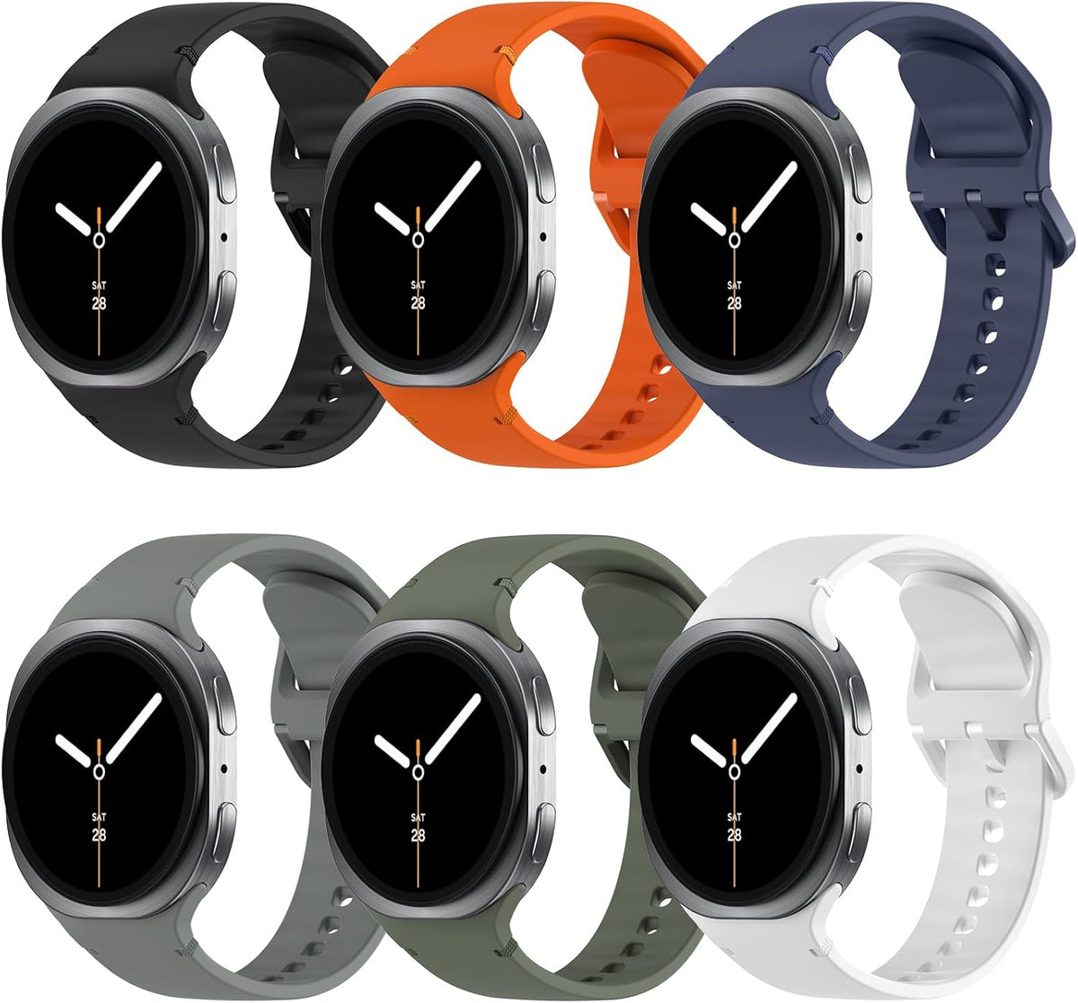 TiMOVO Band Compatible with Samsung Galaxy Watch 9 8 40mm 44mm/Classic 46mm | 6 Pack Galaxy Watch 8 Classic 46mm (2026/2025) Soft Silicone Replacement Sport Strap for Women Men, M/L - Image 12