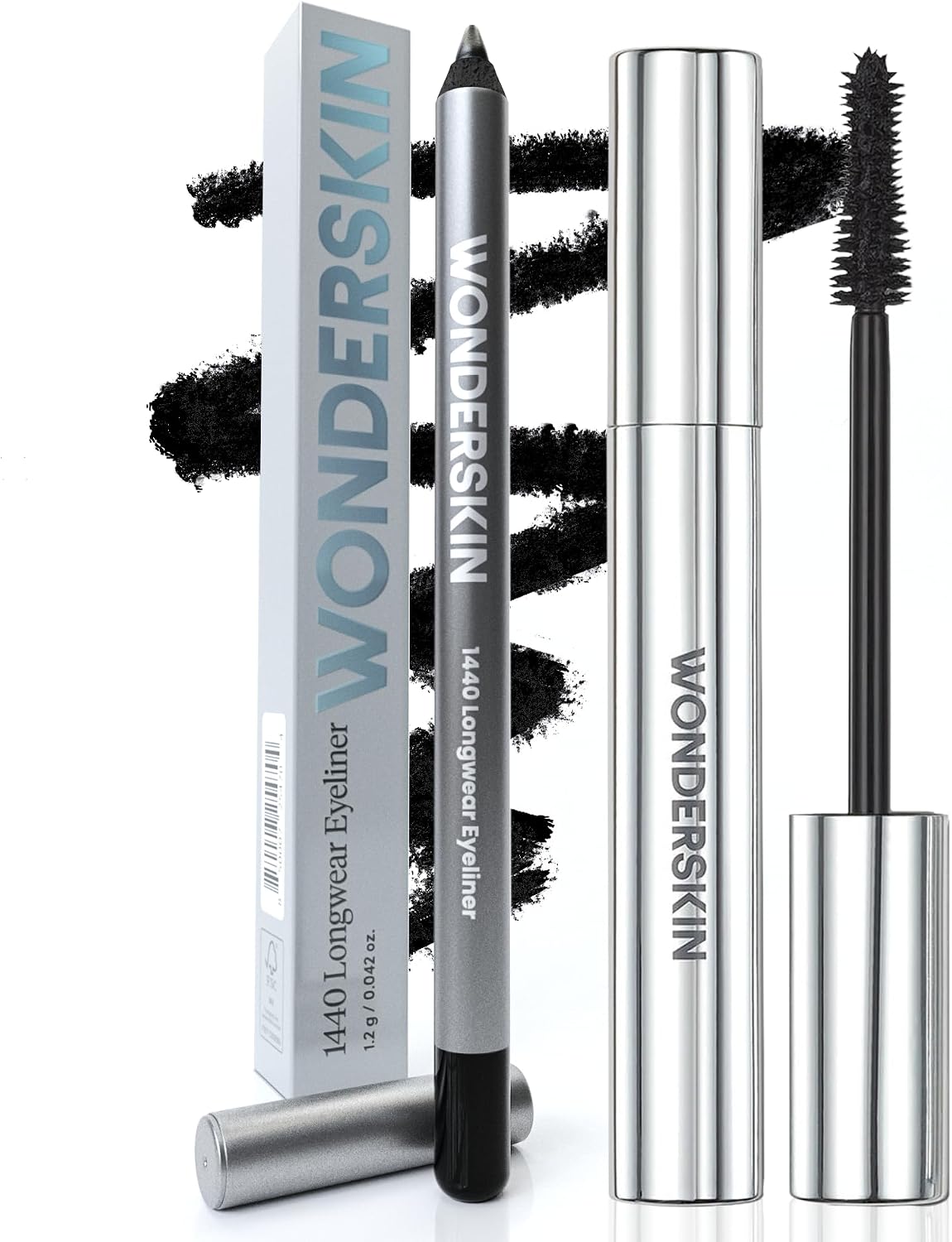 Wonderskin 1440 Longwear Eyeliner Liquorice and Black Mascara set front view