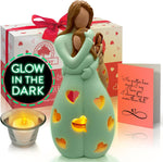 Gifts for Mom from Daughter - Mothers Day Candleholder Statue with Flickering LED Light | Birthday Gift for Mom | Unique Present with Greeting Card | Seasonal Home Dcor (Light Brown) - Image 11