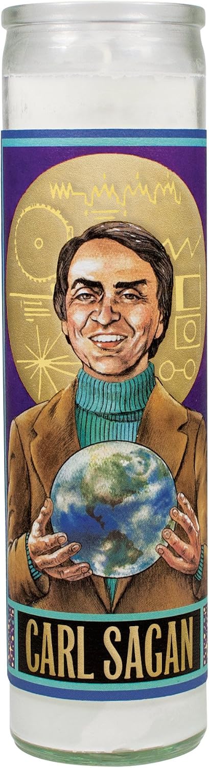 The Unemployed Philosophers Guild Carl Sagan Secular Saint Candle front view