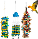 Seenelling 4 Pcs Extra Large Bird Parrot Toy Multicolored Natural Wooden Parrot Cage Chewing Toys for Large Medium Macaws Cockatoos African Grey Birds (Block and Ball) - Image 10