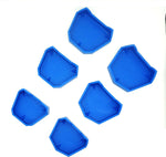 Harmonydent dental model base set front view of 6 blue molds