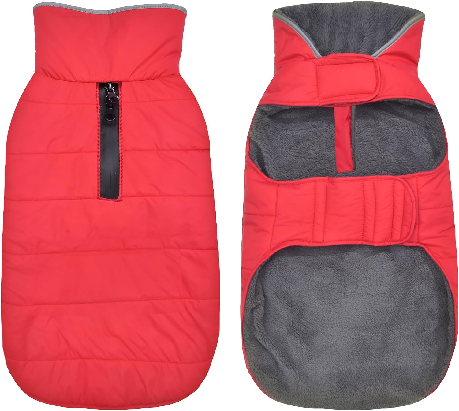 Petglad dog winter coat red front view small size