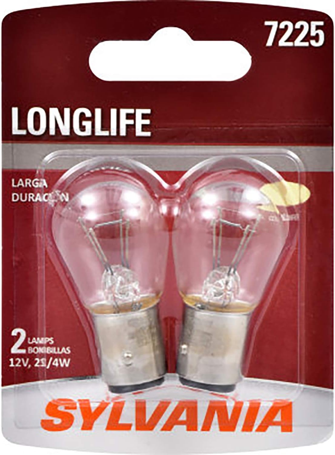 Sylvania 7225 long life miniature bulb front view authentic automotive lighting pack