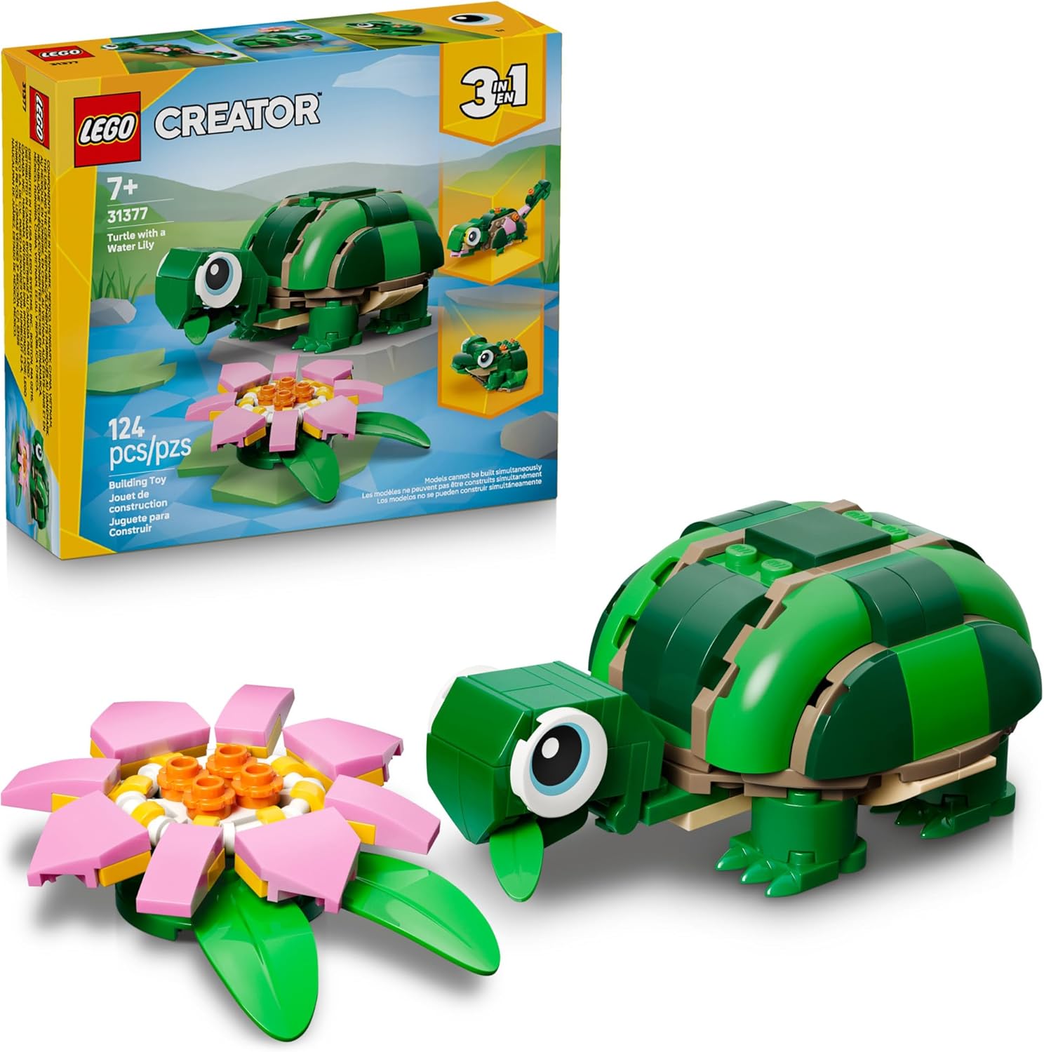 Lego Creator 3 in 1 Turtle with a Water Lily Flower front box view