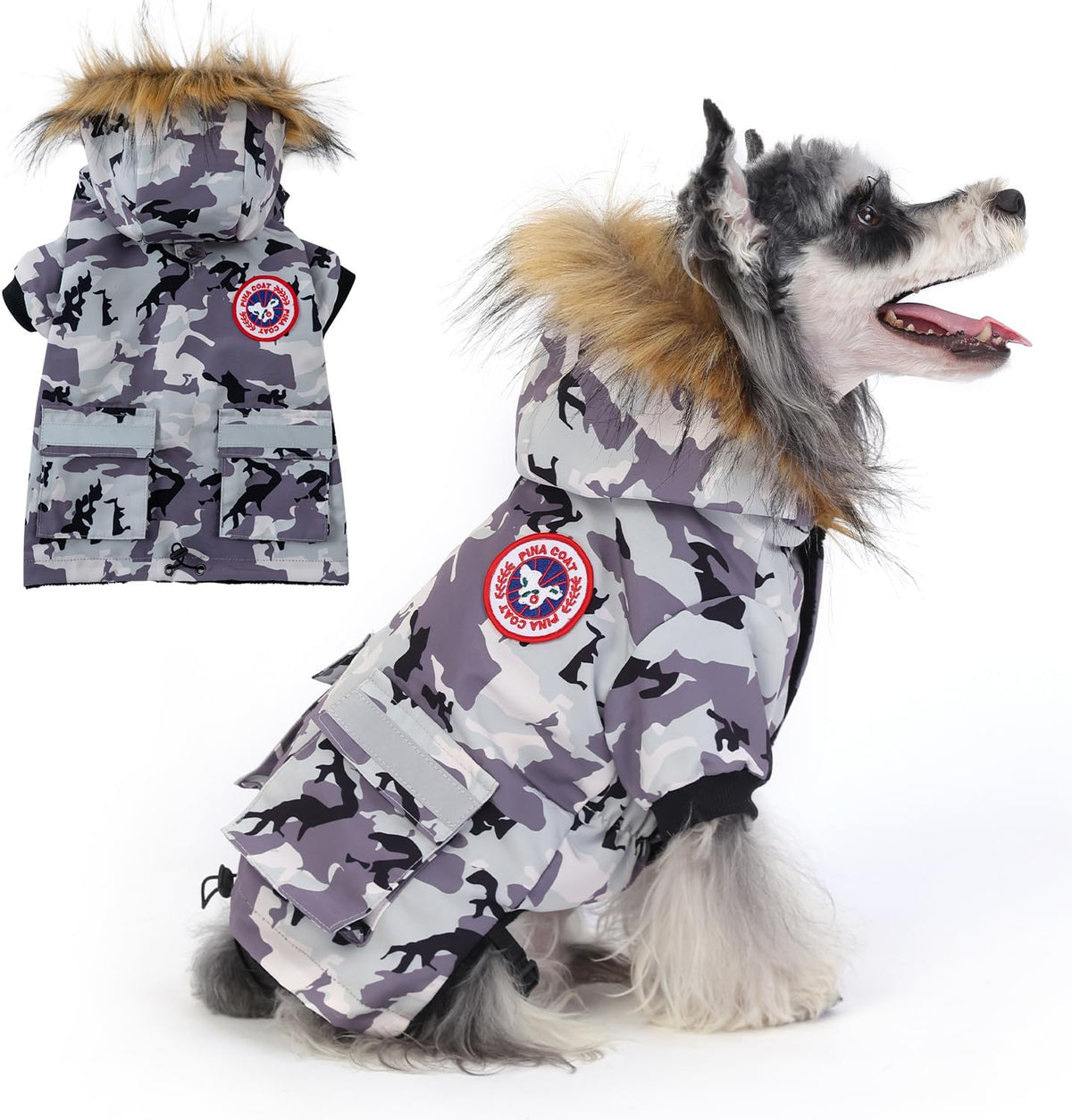 PINA Small Dog Coats - Waterproof, Warm Winter Jacket with Faux Fur Hood & Pocket - Image 12