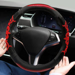 Sport Grip Style Dark Red Leather Steering Wheel Cover,Black ,Universal Fit 14.5-15.25 inch Steering Wheel - Image 10