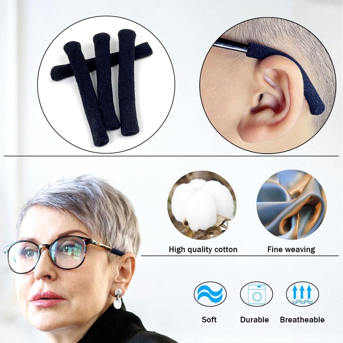 Qoaimu anti slip eyewear retainer paired on frames