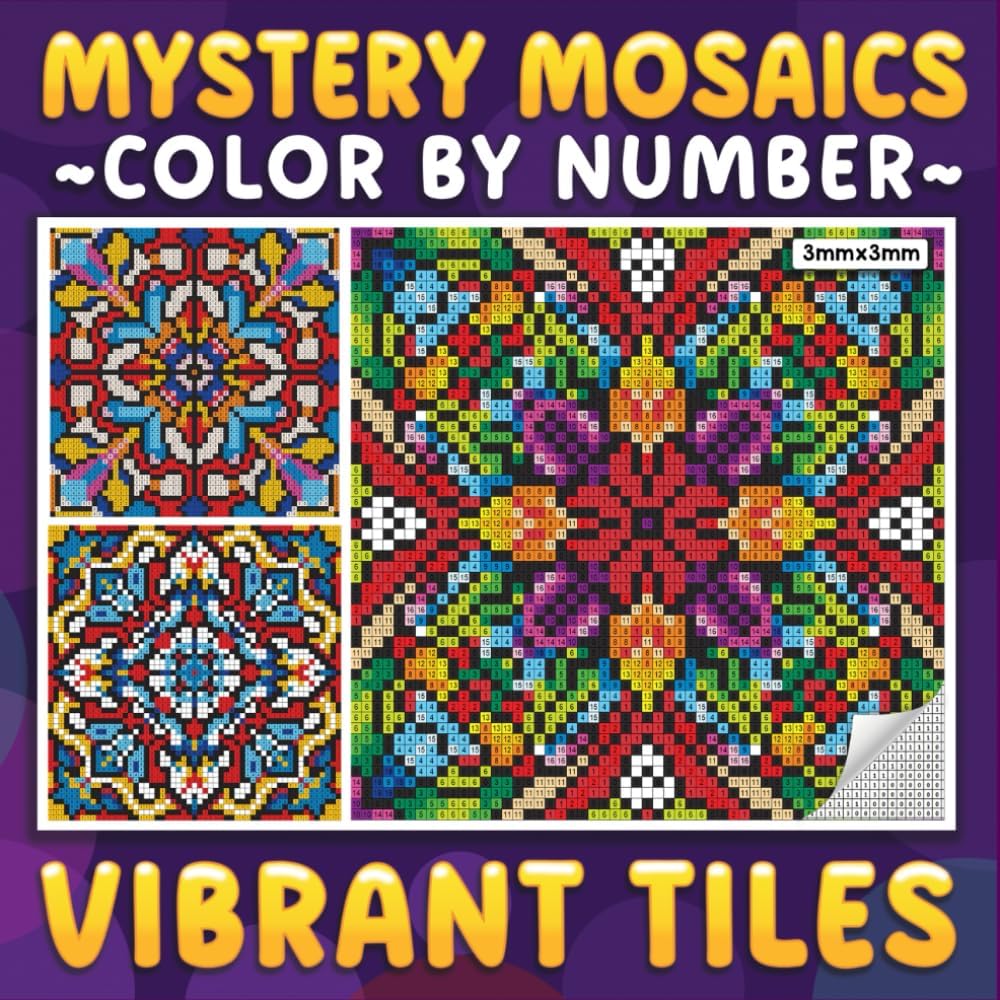 Mystery Mosaics Color By Number Vibrant Tiles: Pixel Art Coloring Book for Adults and Teens to Explore Dazzling Timeless Patterns - Color Quest for ... Relief (Mystery Mosaics Coloring Books) - Image 1