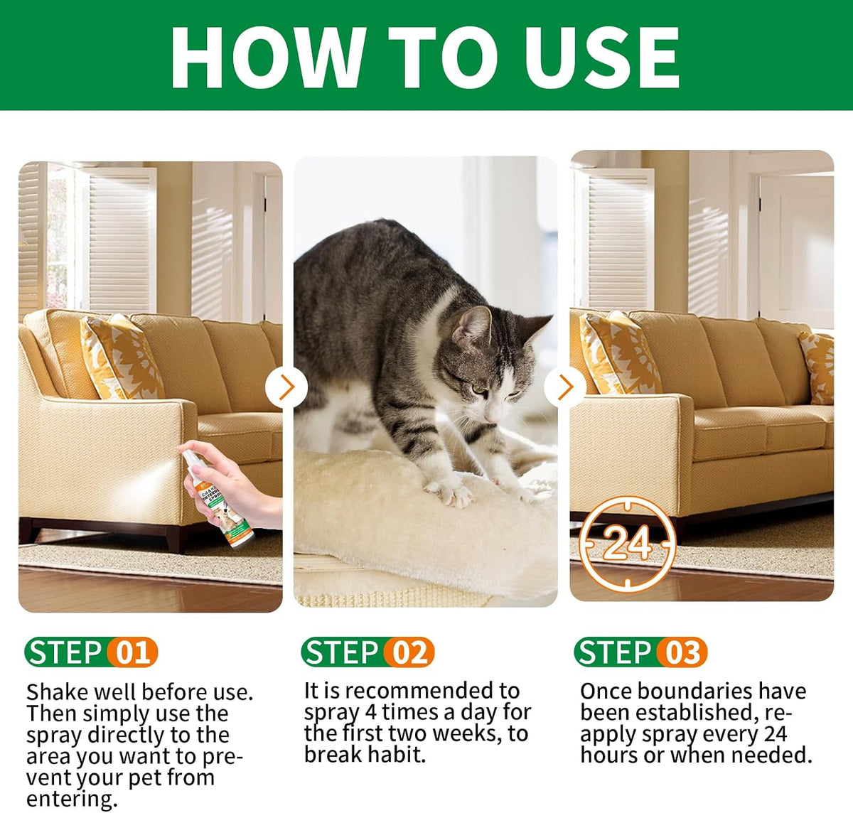Outdoor garden application of natural cat training aid spray