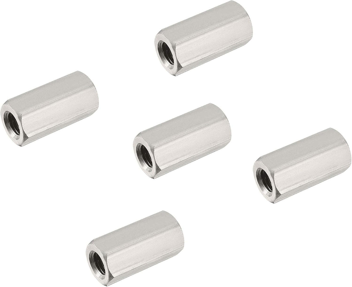 Smartsails M6 stainless steel hex coupling nut front view showing metric threading