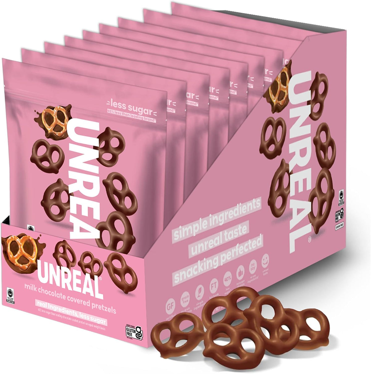 Unreal chocolate covered pretzels dietary icons