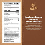 Close up of creamy white chocolate coated pretzels with graham bits
