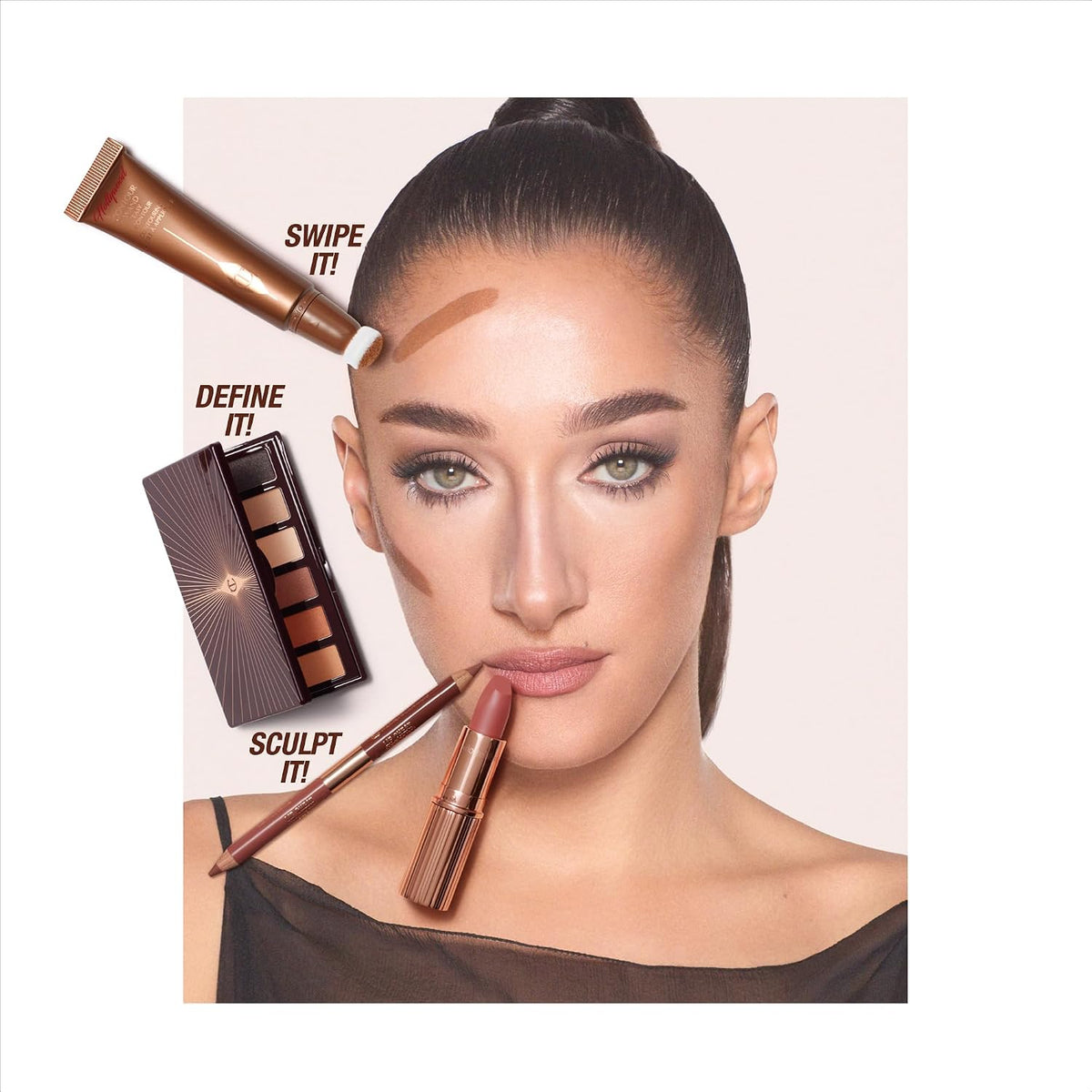 Swatches of Charlotte Tilbury Super Nudes eyeshadow shades