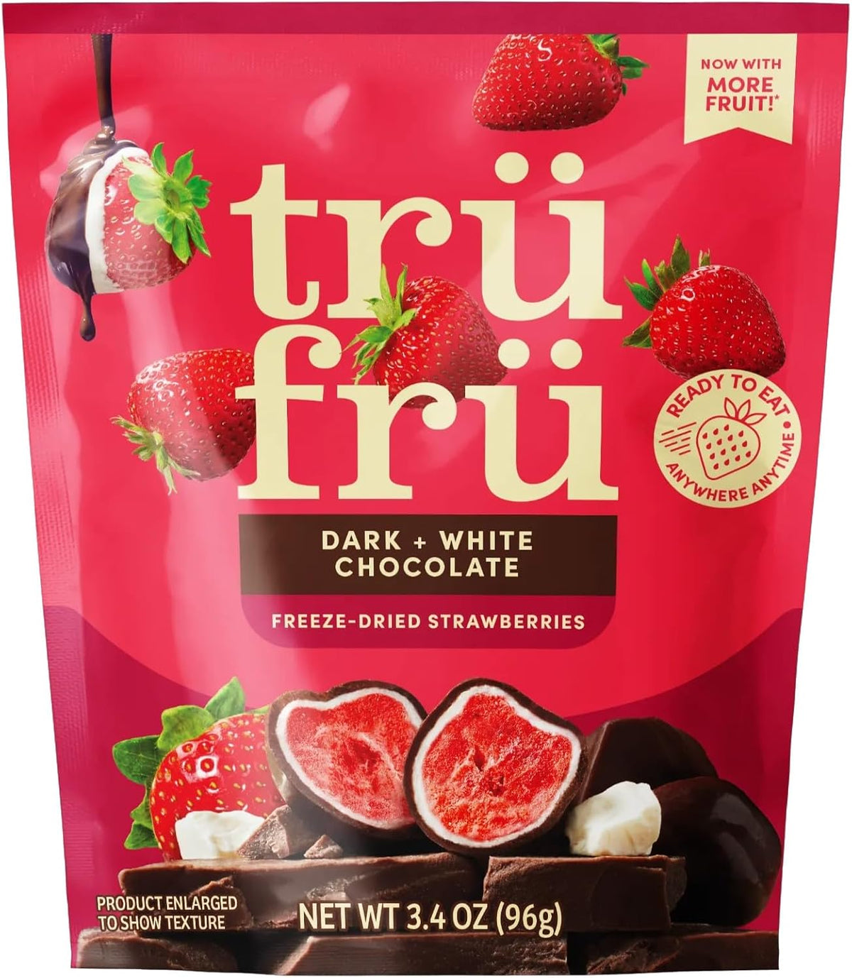 Tru Fru Freeze Dried Fruit Variety Pack, Strawberries & Crme, Raspberries & Strawberries in Dark & White Chocolate, Real Fruit, Chocolate Covered Snacks, Gluten Free Candy, 3 Pack (3.4oz) - Image 12