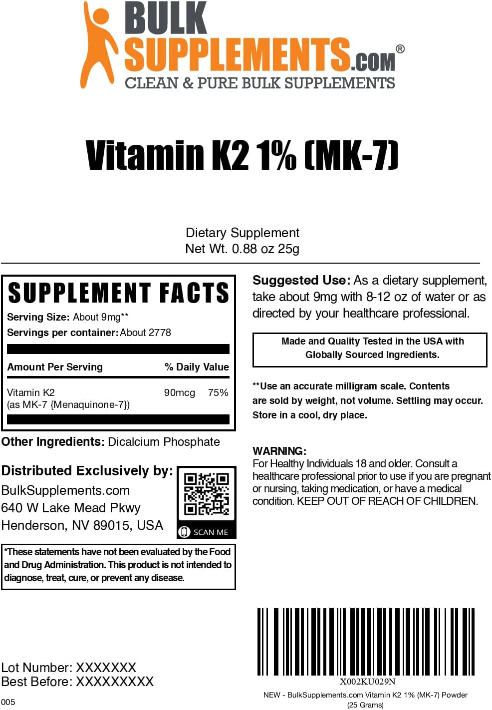 High quality Vitamin K2 MK7 Menaquinone powder