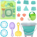 Racpnel 38-piece beach toys sand set with collapsible bucket front view