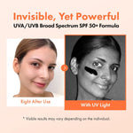 Creamy lightweight texture of Tosowoong glass skin sunscreen being dispensed to demonstrate zero white cast application.