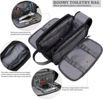 CROCOD shaving bag open view displaying double zippers