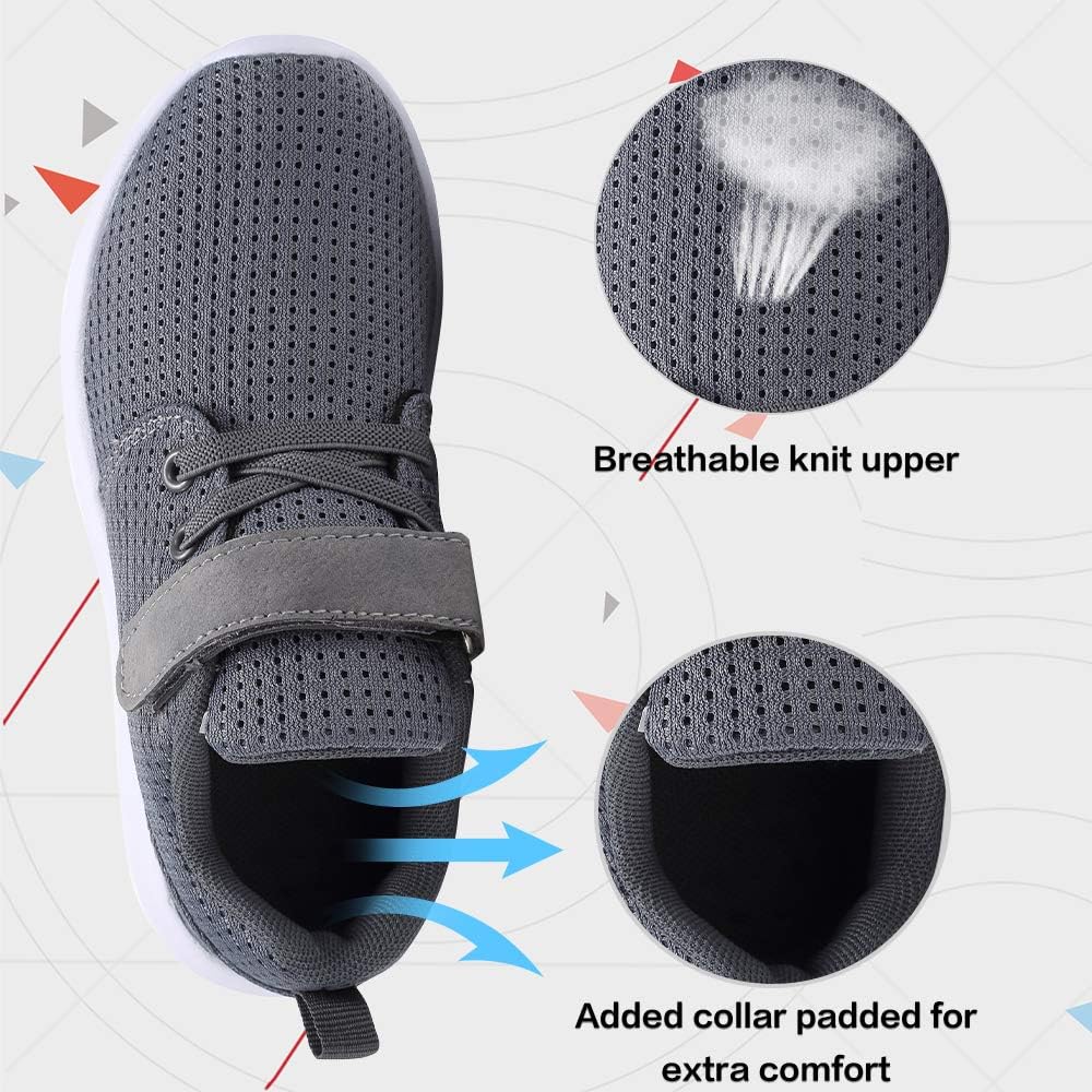 TOEDNNQI kids casual walking shoes hook and loop strap detail