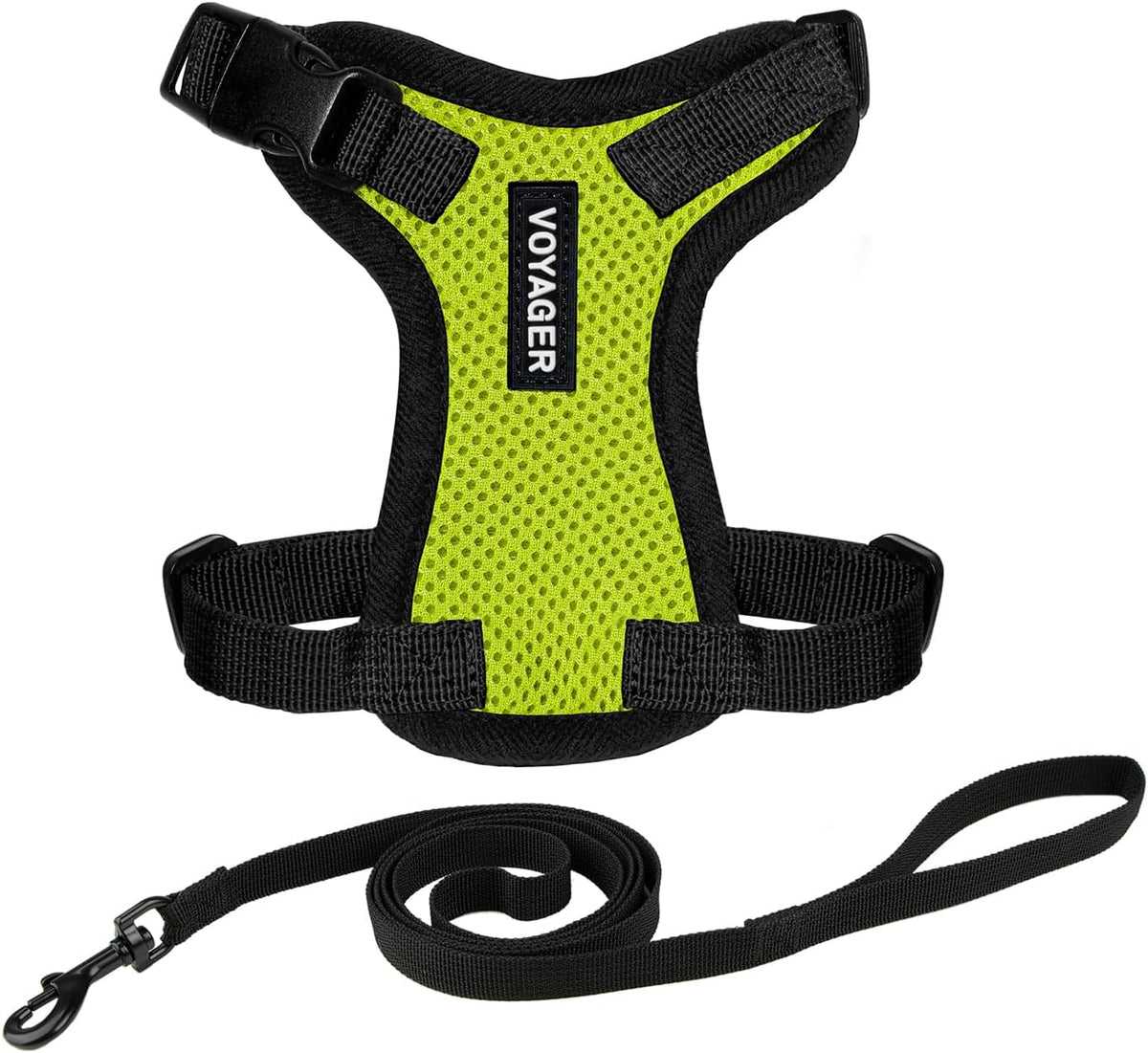 Voyager Escape-Proof Step-in Lock Cat Harness & 5ft Neoprene-Handle Leash Set All-Weather Mesh with Reflective Stitching for Small to Large Cats by Best Pet Supplies, Lime (327), XS - Image 15