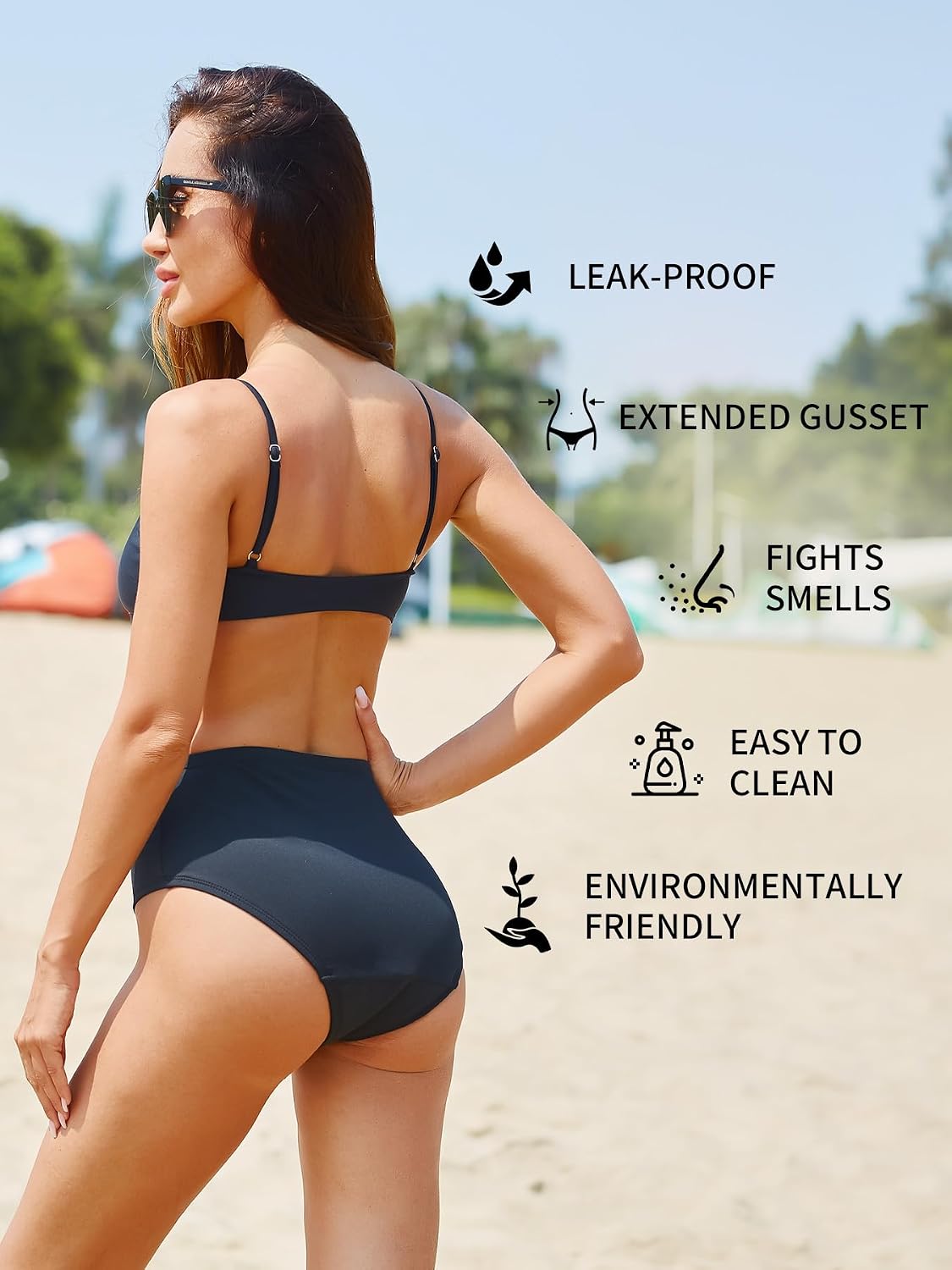 Feitycom menstrual swimsuit fabric texture close up