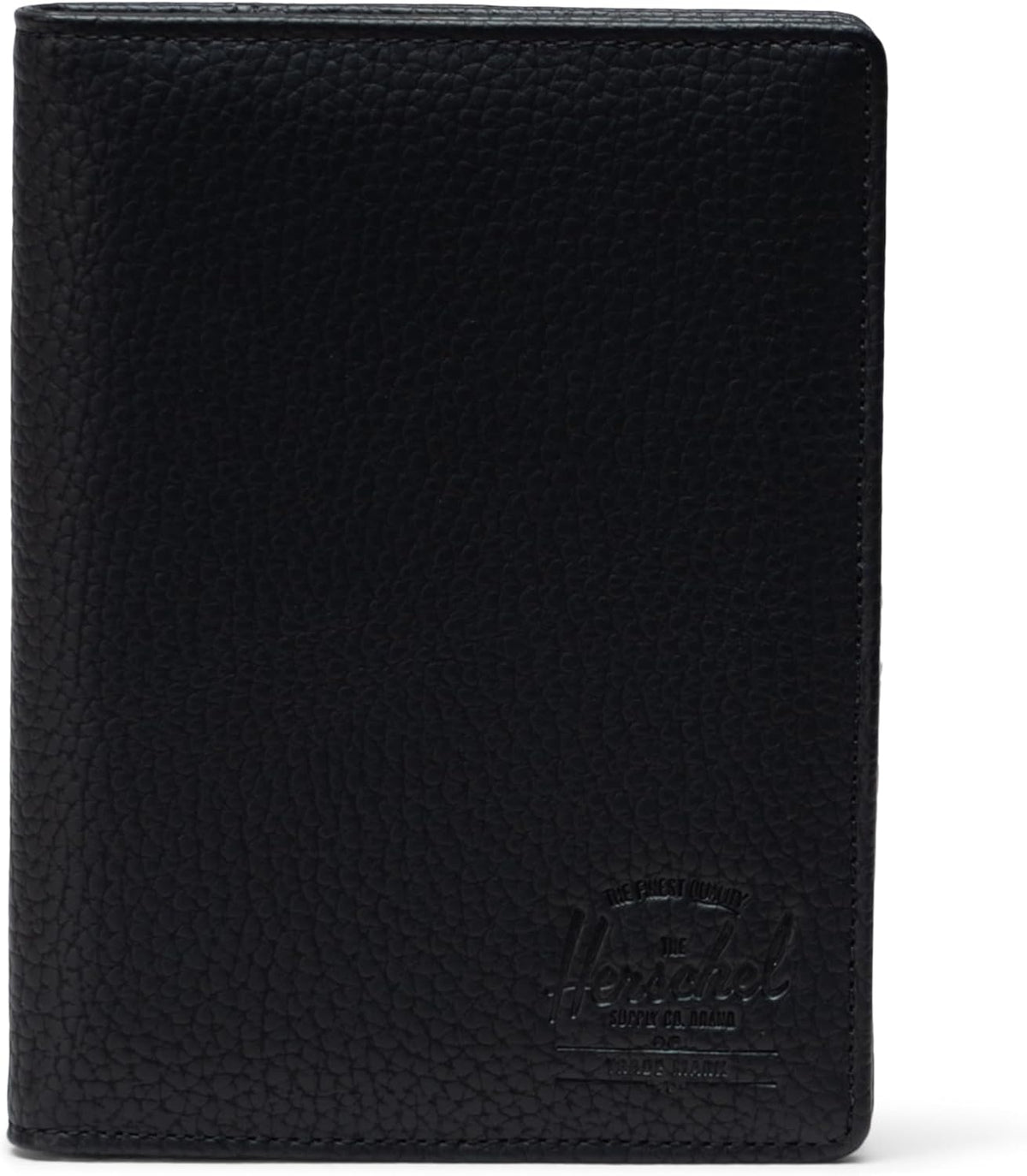 Herschel Raynor Passport Holder front view in black vegan leather
