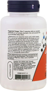 Now Foods L-Methionine capsules container side profile