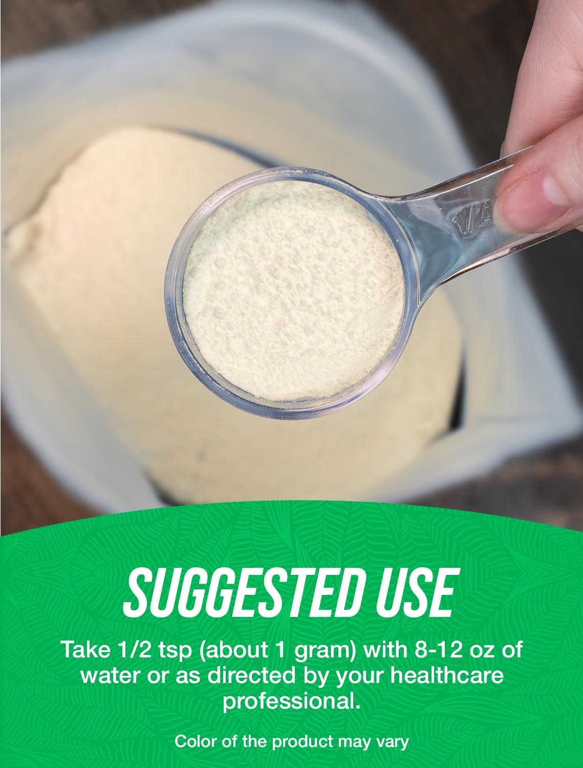 BulkSupplements Resveratrol powder in a measuring spoon
