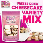Strawberry swirl cheesecake bites in resealable packaging